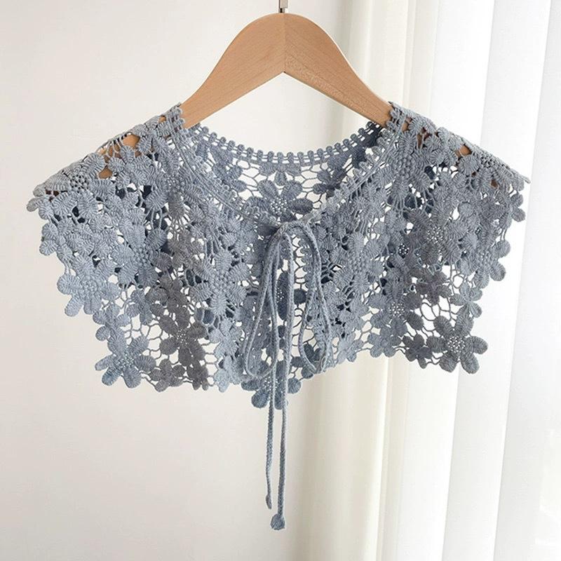 

Летняя солнцезащитная кружевная шаль с открытыми плечами и воротником-стойкой, модная универсальная наружная декоративная маленькая шаль