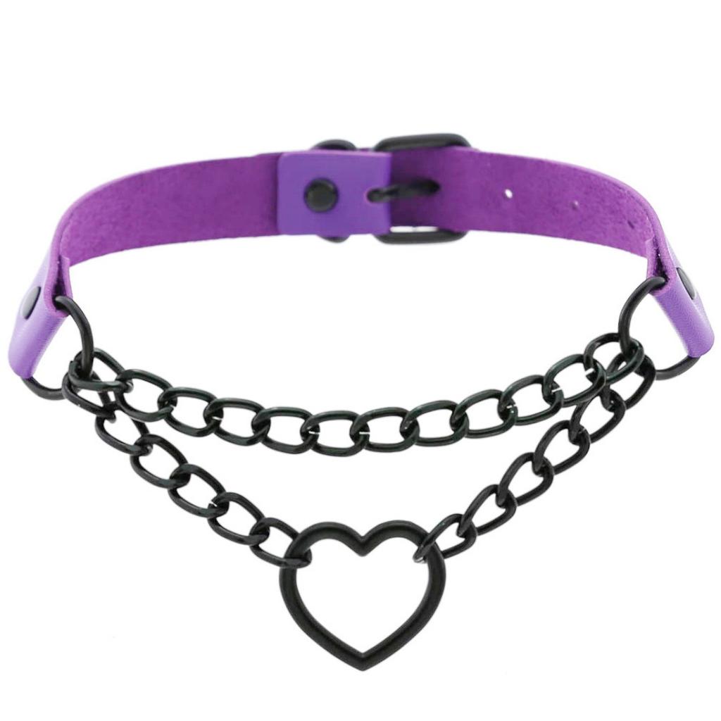 Environmentally Friendly PU Leather European and American Harajuku Peach Heart Black Chain Collar Necklace Trendy Love Collar Neck Collarbone Chain