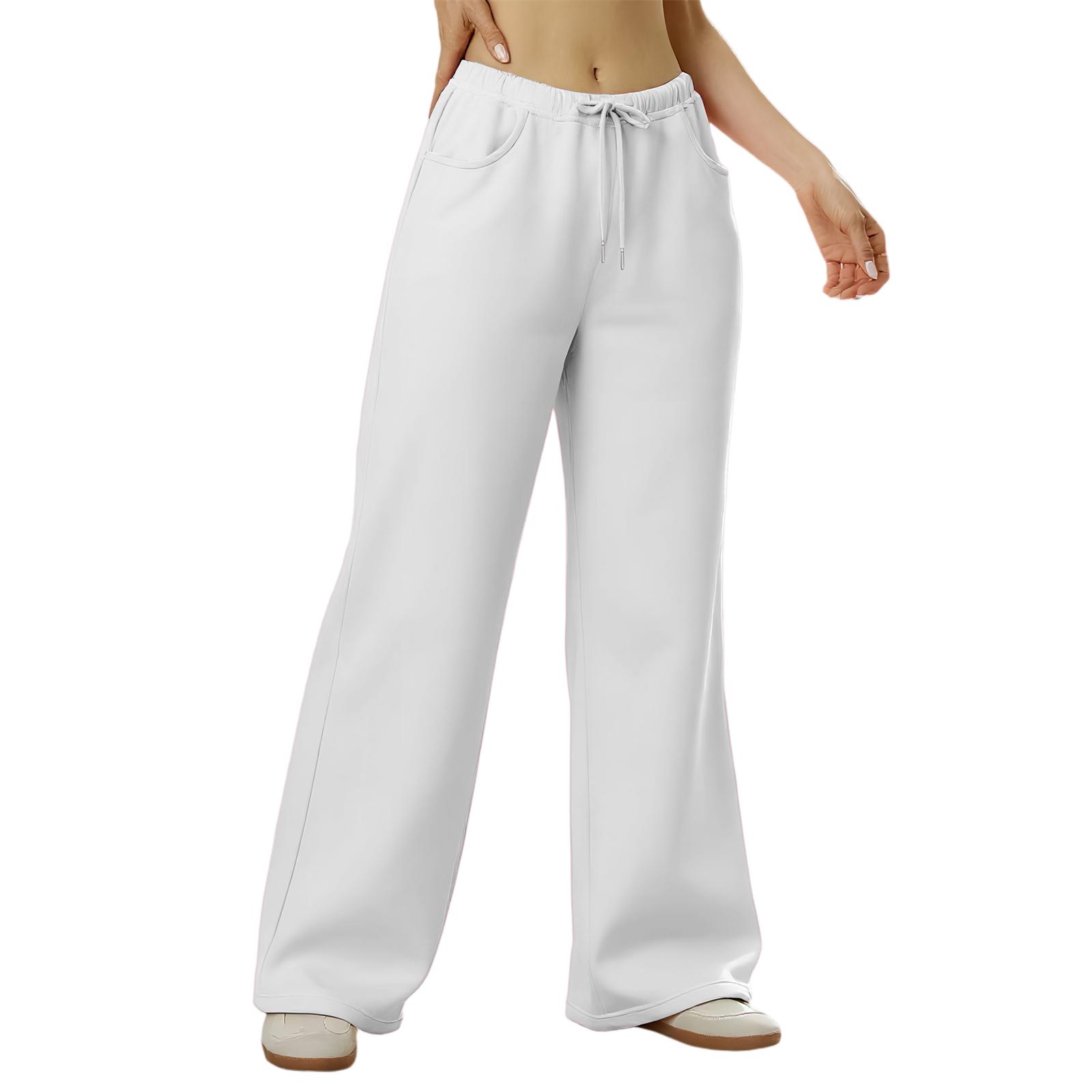 

Women s Flared Casual Drawstring Elastic Waist Pants Comfortable Flared Yoga Loose Trousers M
