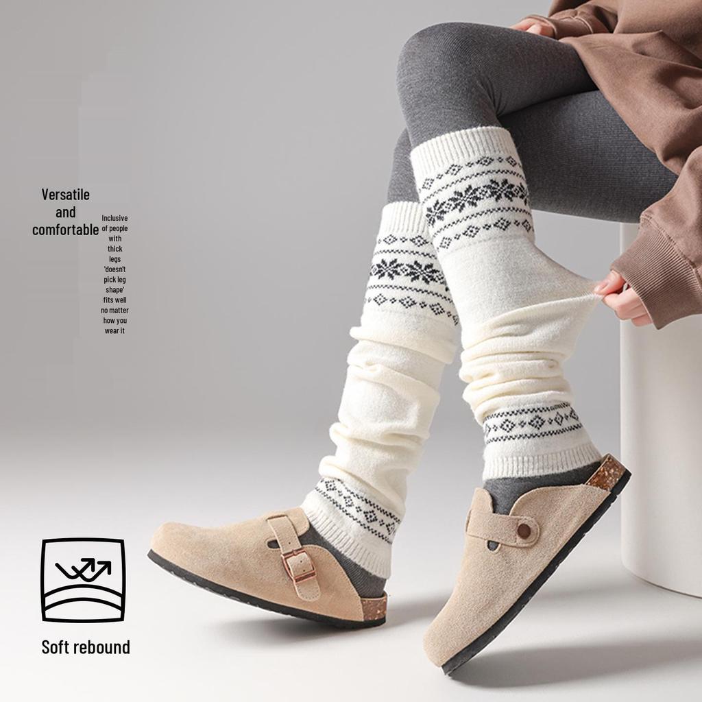 Fair Isle Retro Snowflake Knit Leg Warmers