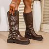 Women's Knee High Platform Boots Low Heel Punk Gothic Leather Motorcycle Footwear