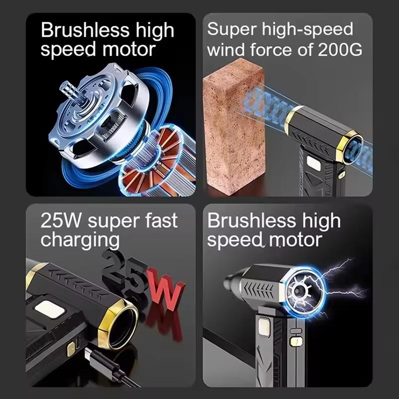2026 New M18 Brushless Turbo Jet Fan Blower - 400000RPM High Power, 53m/s Strong Airflow Portable Dust Cleaner with Type-C Fast Charging