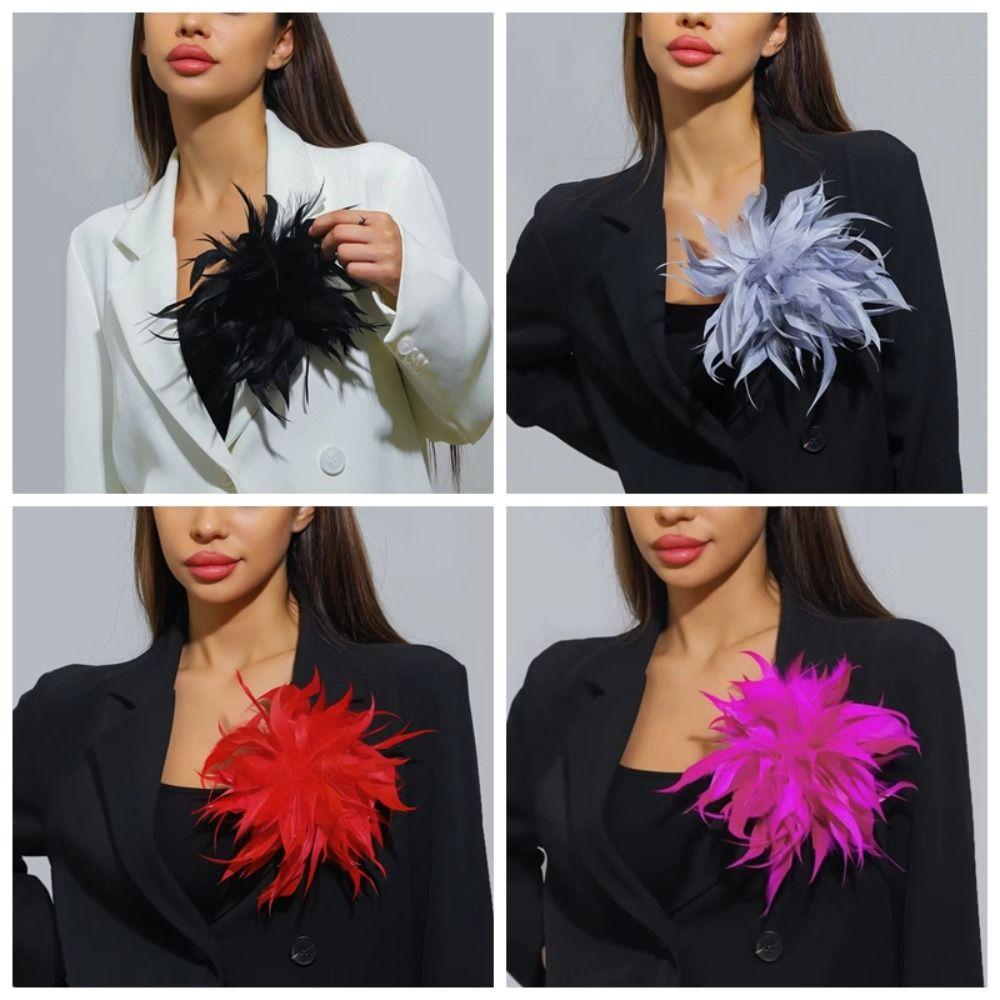 Eleganti Spille da Bavero a Fiore Multicolore Spilla a Piuma Spille Corsage a Piuma Accessori Gioielli