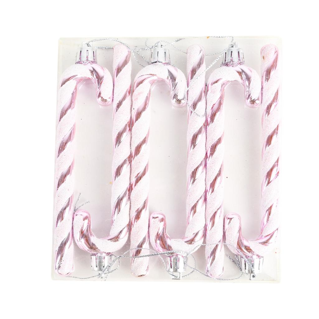 12/6Pcs Christmas Pendant Canes Star Heart Shape Hanging Ornament Xmas Tree Ball Decor Valentine's Day Party Decoration New Year