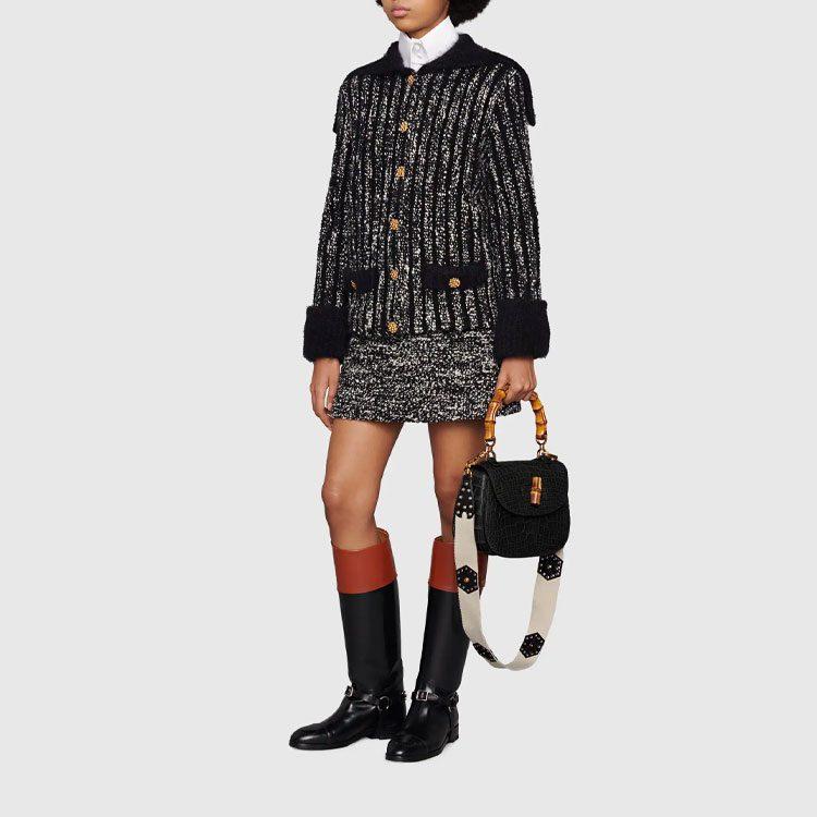 GUCCI Patterned Wool Mini Skirt Black 678914-XKB6S-1043