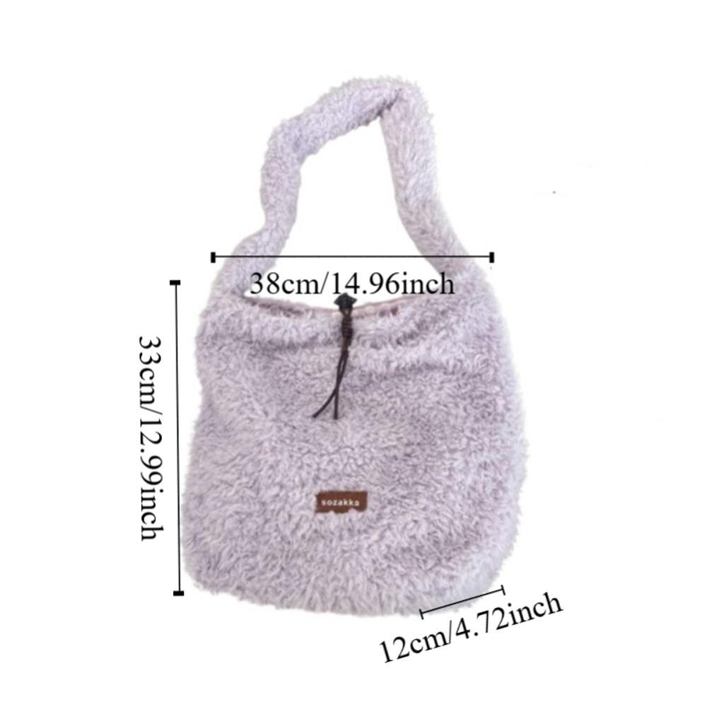 Vintage Lamb Wool Shoulder Bag Harajuku Plush Underarm Bag Vintage Fluffy Tote Bag  Women