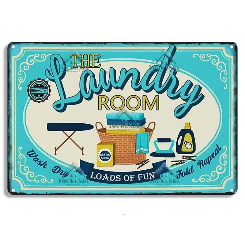 Laundry Sign Vintage Tin Sign, Metal Plaque, Retro Metal Sign, Wall Decor for Laundry Room