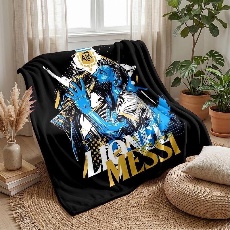 Lionel Messi Theme Blanket Soft Flannel Blanket Plush Throw Blanket Cozy Sofa Bed Blanket for Home Decor