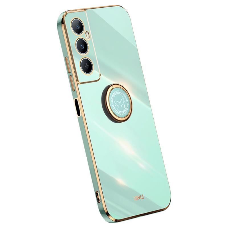

XINLI для Realme C65 4G чехол кольцо держатель подставка гальванизированный TPU чехол для телефона Cyan