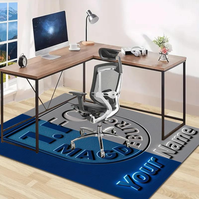 1.FC Magdeburg Design Area Rug Personalized Name- Non-Slip, Soft & Cozy Floor Mat for Living Room, Office - Indoor/Outdoor Carpet