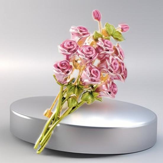Mother Day Brooch 3D Enamel Rose Flower Bouquet Design Brooch Suit Lapel
