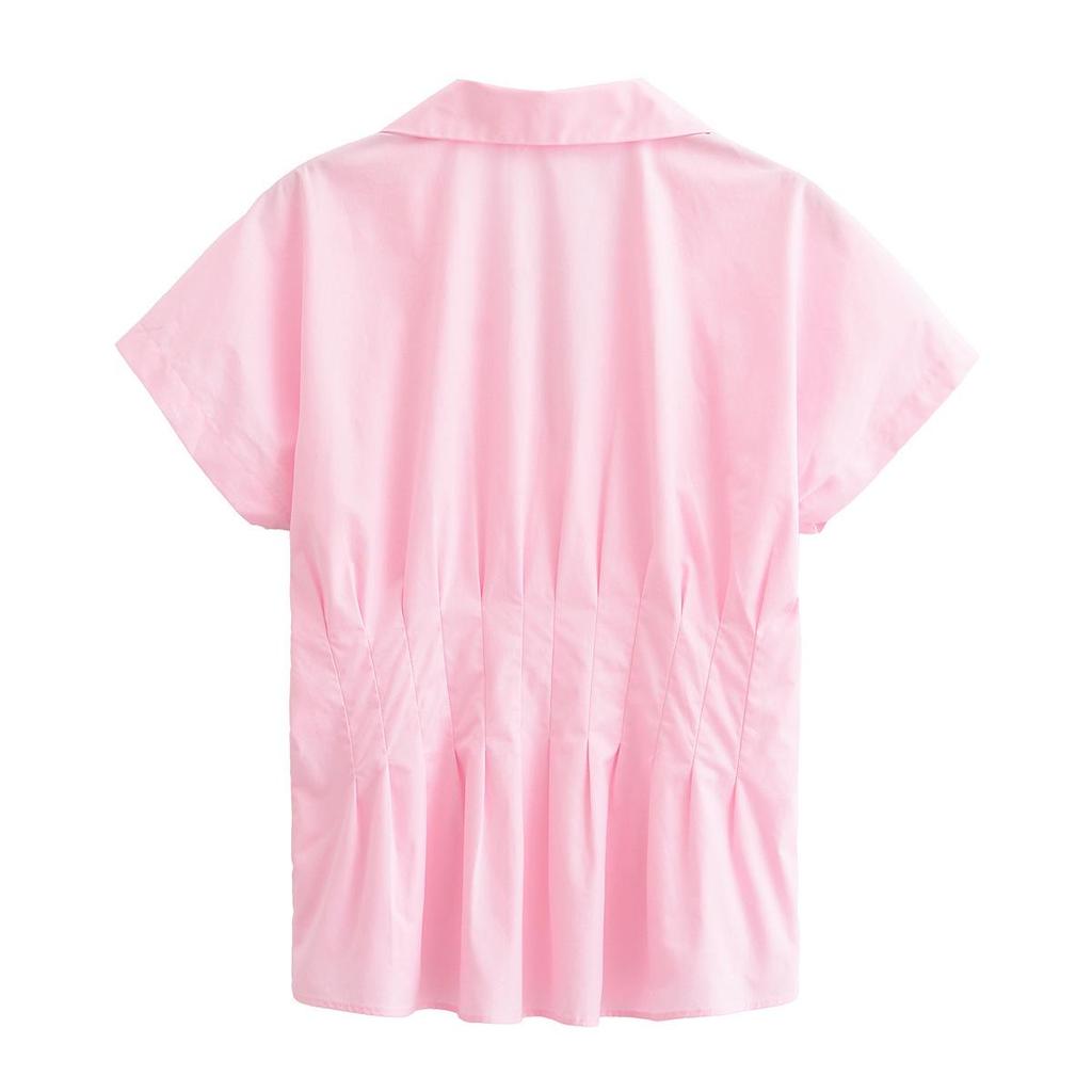 Spring 2025 Women's European & American Style Slim V-Neck Casual Shirt
