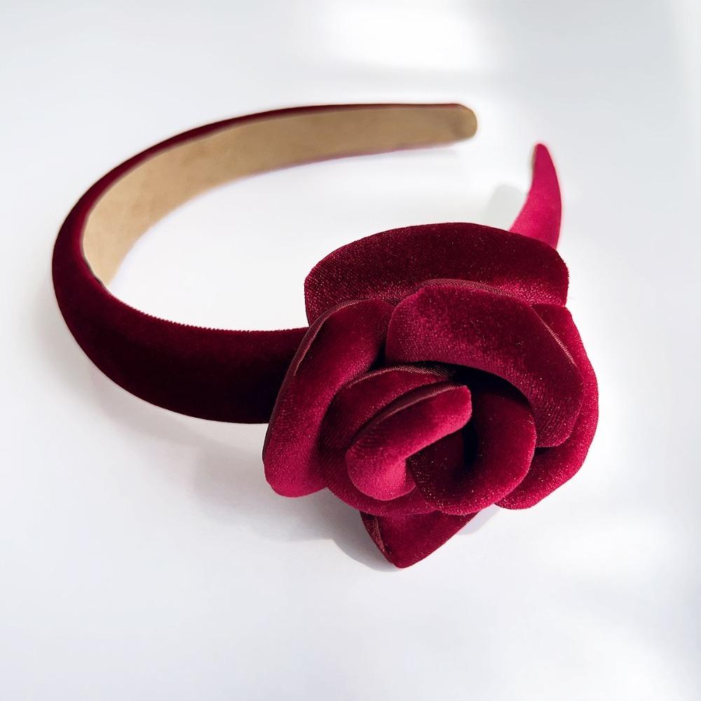 Oversize Rose Women Hairband Lady Headwear Velvet Rose Crown Fashion Hair Hoop  Women