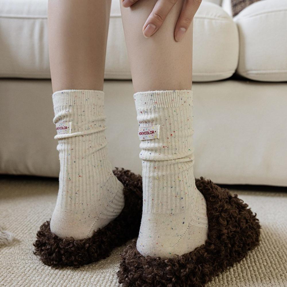 Cotton Middle Tube Socks Heel Label Warm Socks Fashion Knitted Socks  Autumn