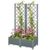 Raised Garden Bed with Trellis, Plastic Planter Box with Drainage Holes, Drain Plugs and Water Reservoirs for Climbing Plants, Vegetables, Flowers