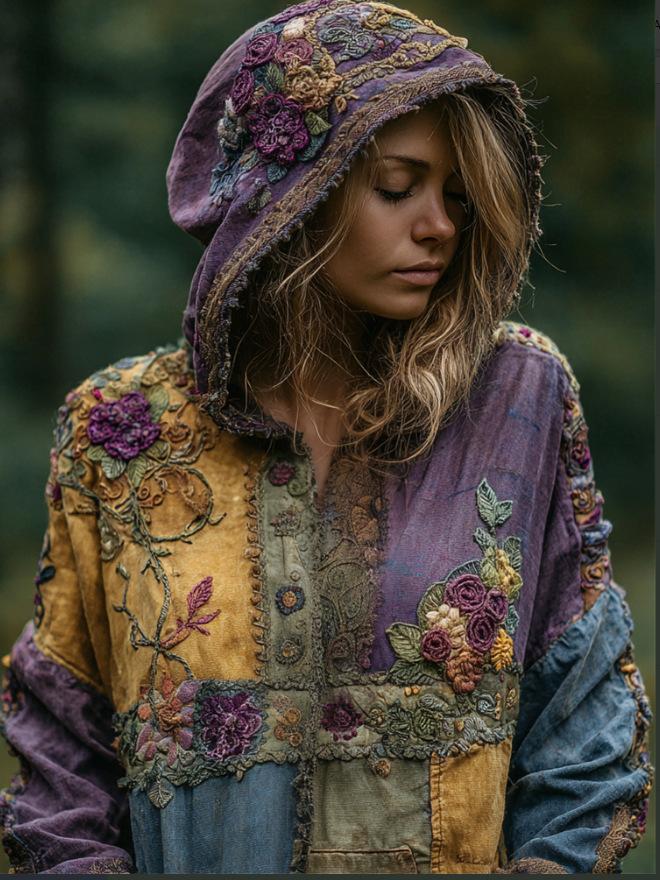 Women's Hooded Long Sleeve Sweatshirt Regular Fit Vintage Style 3D Digital Printed Thick Pullover Hoodie Bohemian Winter Casual Top