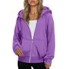 Women's Fashionable Loose Fleece Hooded Casual Cardigan With Zipper Sweatshirt