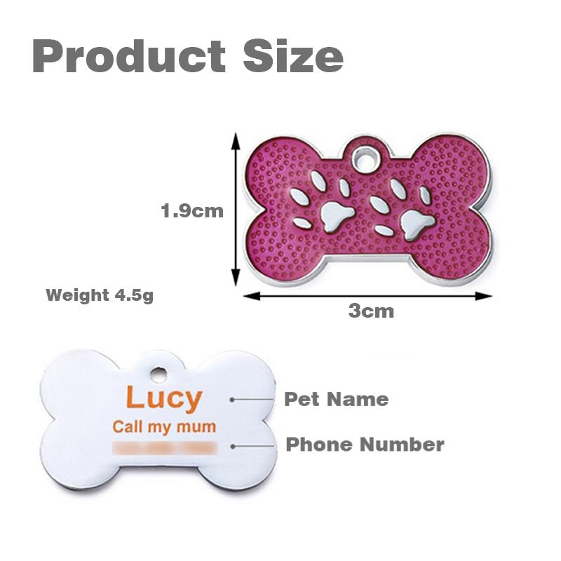 Dog Bone ID Tag-Solid Zinc Alloy Pet Name Plate with Laser Engraving Durable Anti-Lost Identity Charm for Dogs & Cats