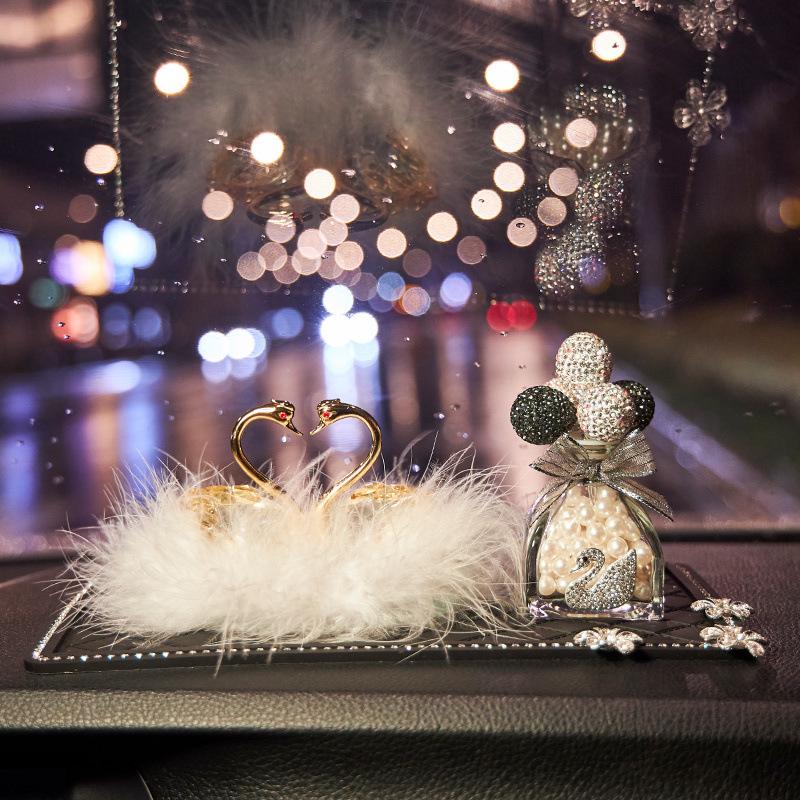 Crystal Swan Car Air Freshener - Deluxe Interior Ornament Set for Women