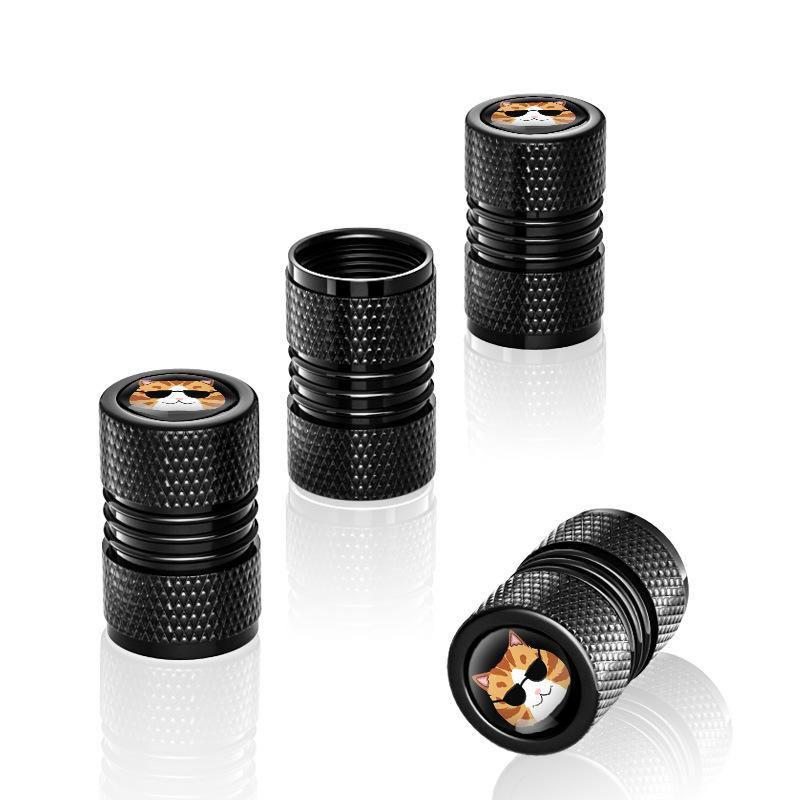 Neutral Cartoon Cat Schrader Valve Stem Caps, Creative Decor Air Nozzle Caps For Car Motorcycle Mountain Road Bicycle