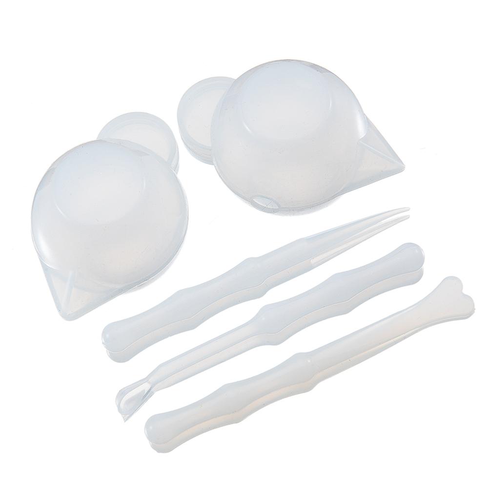 5pcs/set Mix Cup Silicone Mold Epoxy Resin Tools Reusable Mixing Measuring Cups DIY Jewelry Making Crystal Crafts Casting Tools