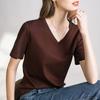Skin-friendly support cool feeling double mercerized cotton slim fit solid color simple female slim short sleeve, white T
