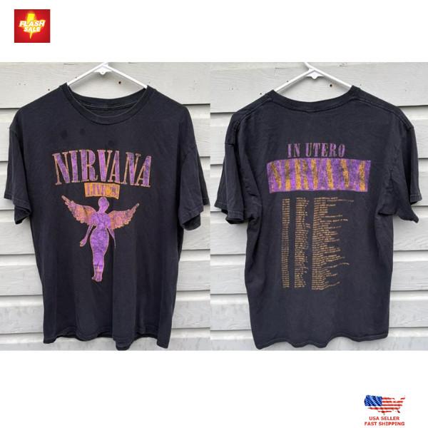 90s Nirvana 1993 In Utero Tour Concert Tour T-Shirt Double Sided do408 XXL