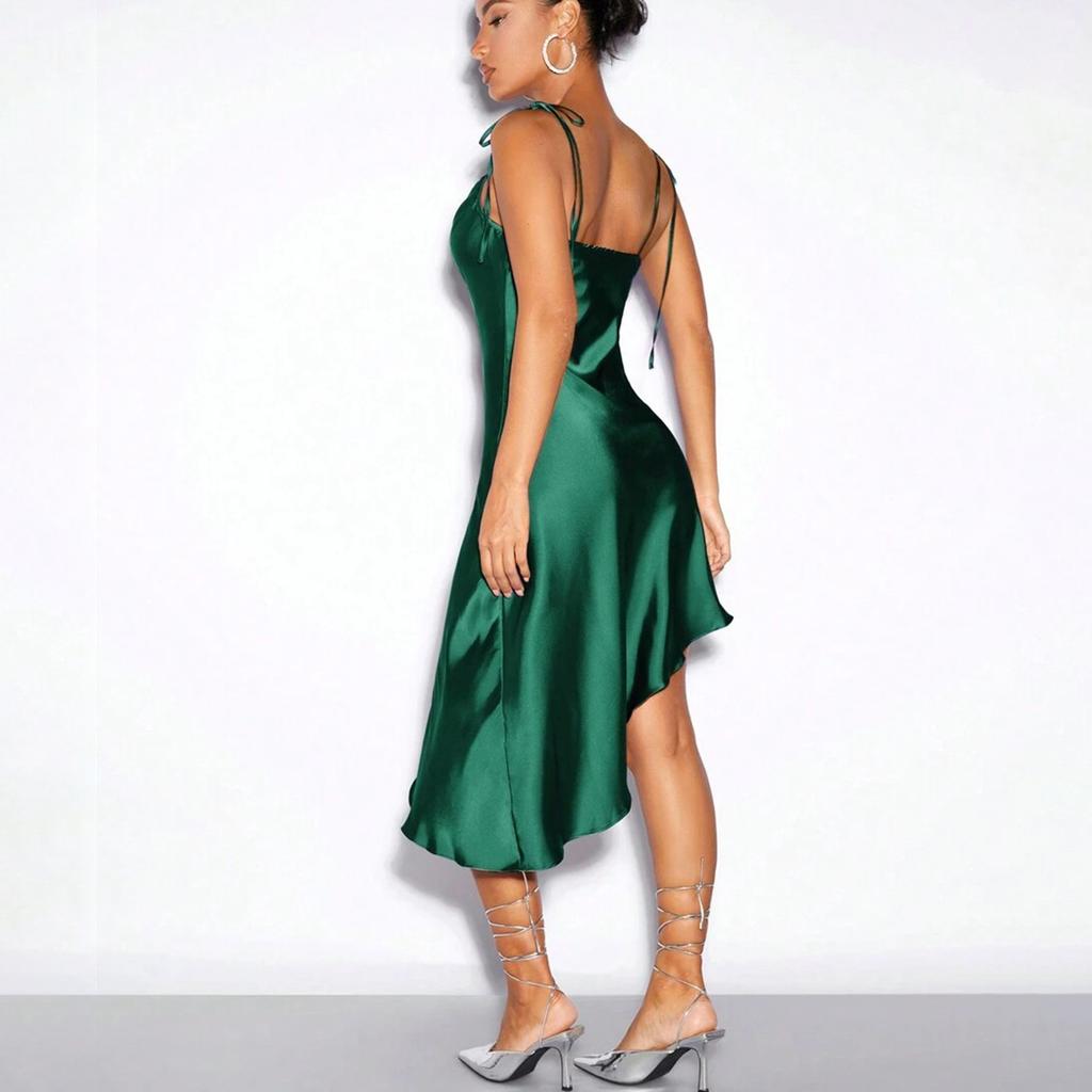 Damen Satinkleid Frühling und Sommer Abendkleid Sexy Kleider