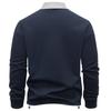 Men's Casual Colorblock V-Neck Zipper Shirt Lapel Long Sleeve Bottom Sweatshirt