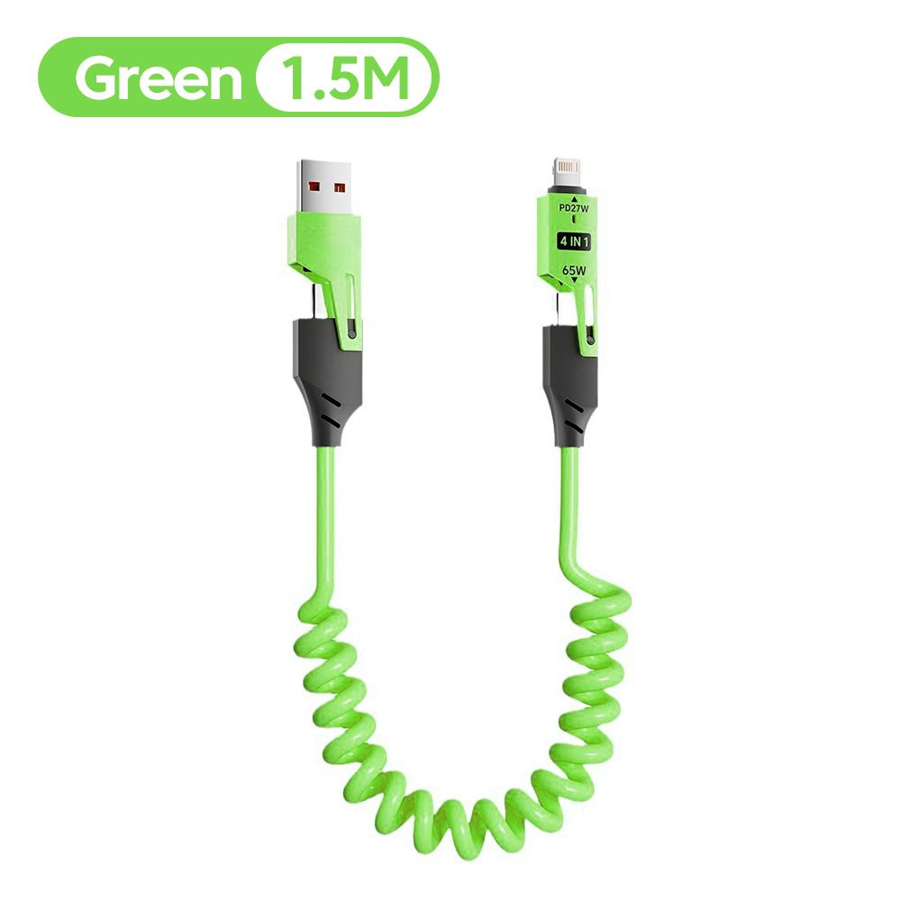 4 In 1 65W Charging Cable Multi Port USB Type C Fast Charging Data Cable For iPhone 16 15 Xiaomi Samsung PD 27W Lighting Cable
