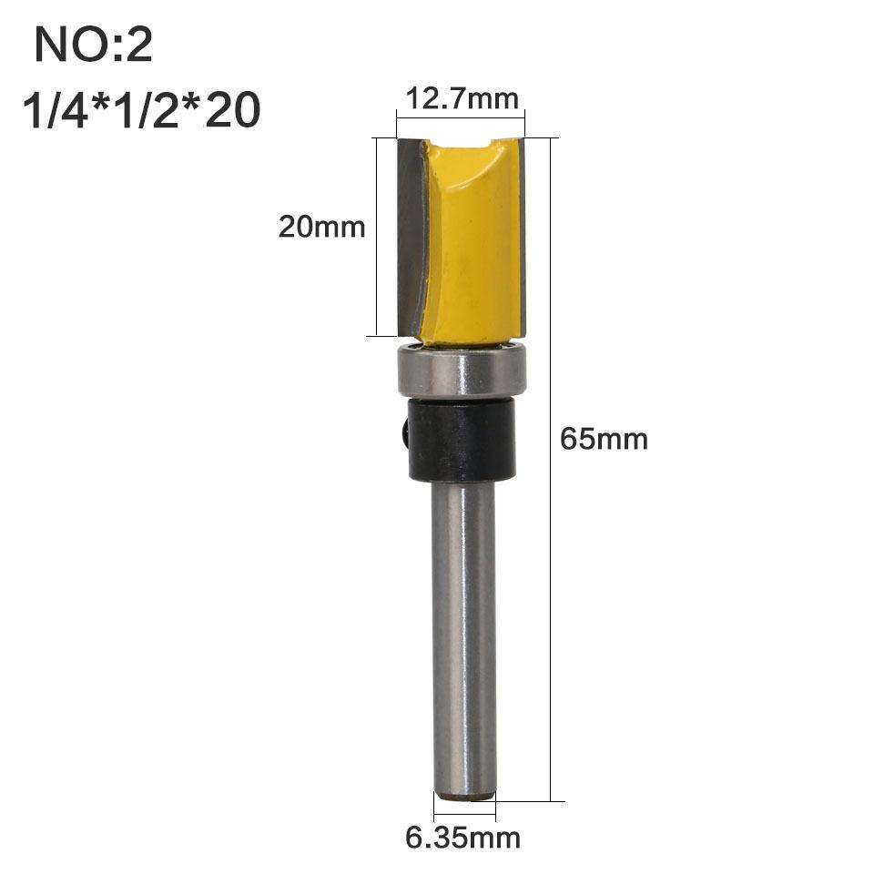 1/4 Inch Flush Trim Pattern Router Bit 1/4" Shank Panel Top &Bottom Bearing Woodworking Milling Cutter