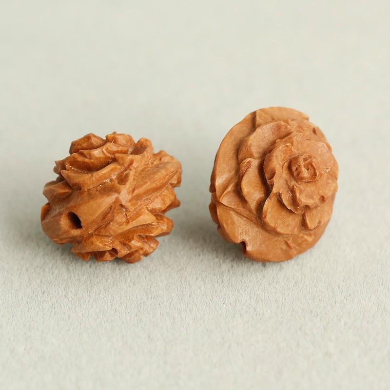 Handmade Dragon & Peony Pattern Peach Pit Beads - DIY Jewelry & Antique Pendant Accessories