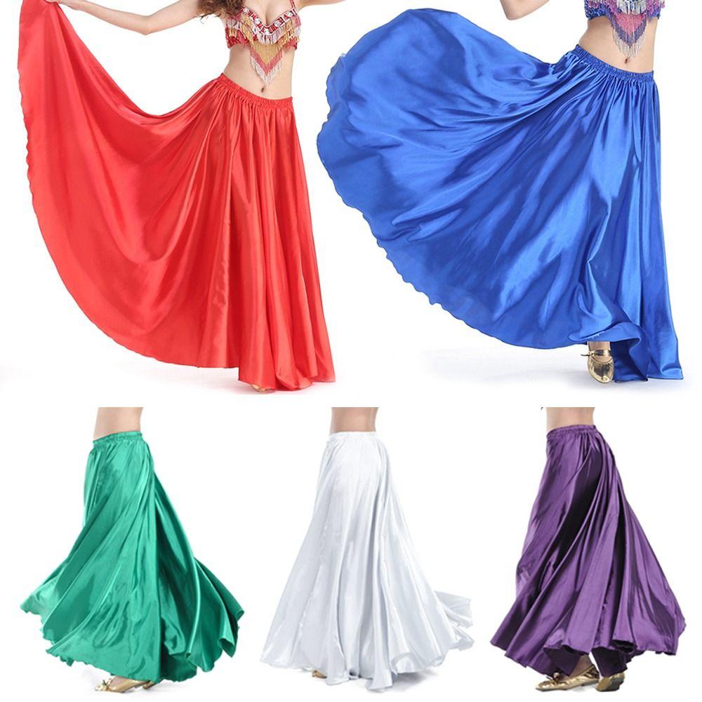 Fashion Sparkling Satin Satin Skirt Spanish Professional Belly Dance Skirt Show Costumes Large Swing Dancer Practice Wear Dance