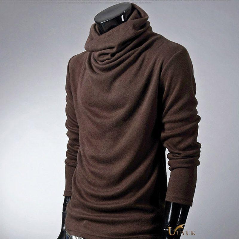 Men's Slim Fit Turtleneck Knit Sweater: Spring & Autumn Solid Color, Korean Style Long Sleeve Pullover.