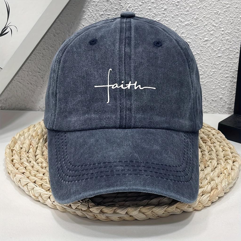 The Faith Printed Vintage Street Style Washed And Distressed Baseball Cap Is Suitable for Casual Outdoor Wear