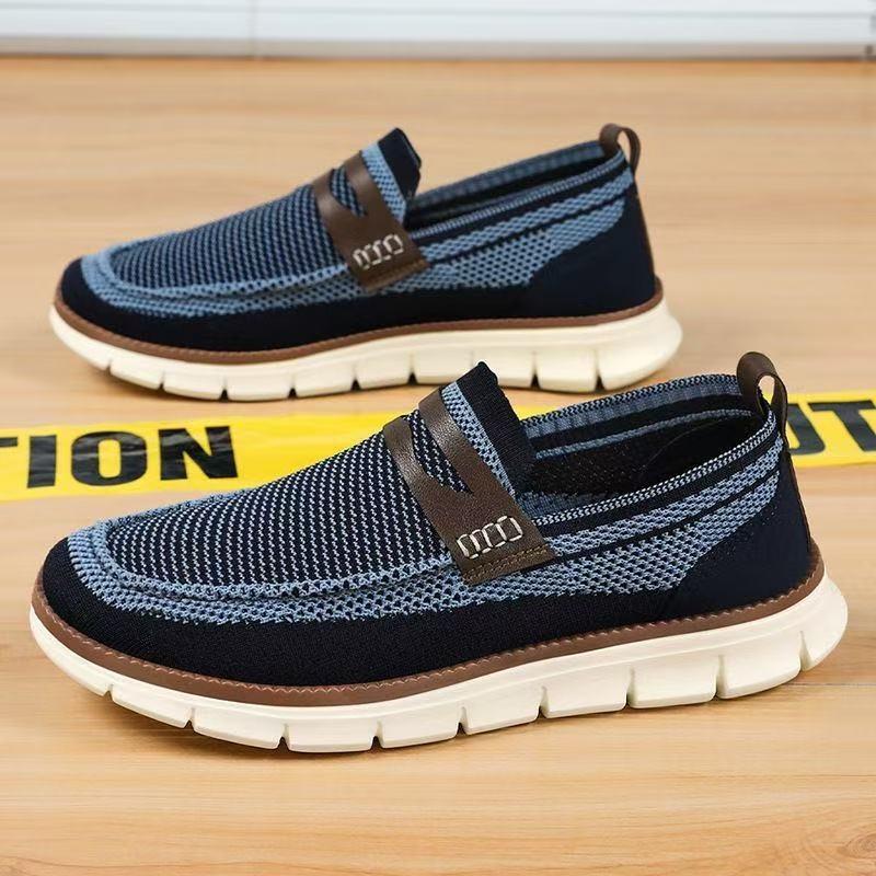 Men's shoes fly-woven mesh breathable one-pedal casual shoes soft sole lightweight large size British shoes men