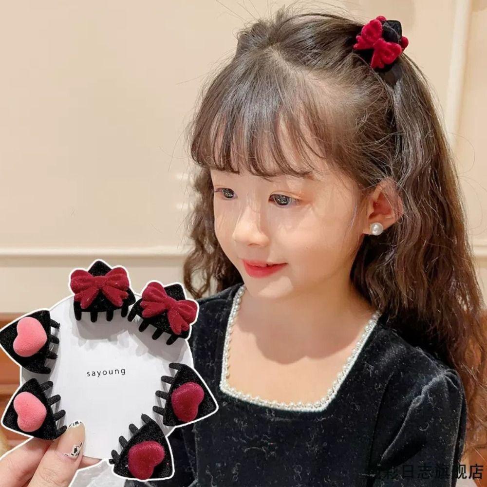 Heart Cat Ear Hairpin Bow Velvet Hair Clip Creative Children's Hair Clip  Girls