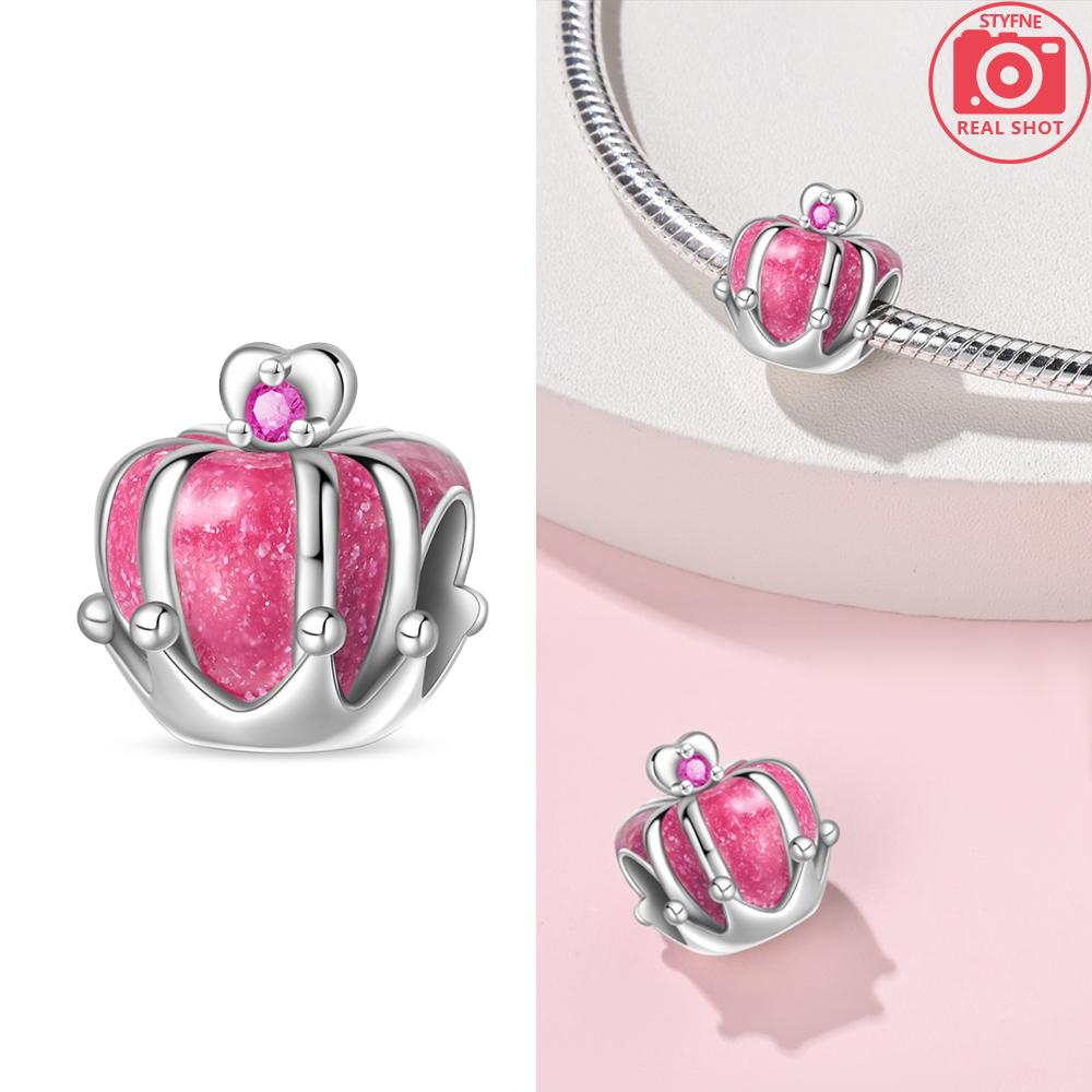Exquisite Pendants Woman Original Charms Cute Pink Crown Perfume Bottle Bag Beads Fit Copper Bracelet Jewelry Fine Gift Diy