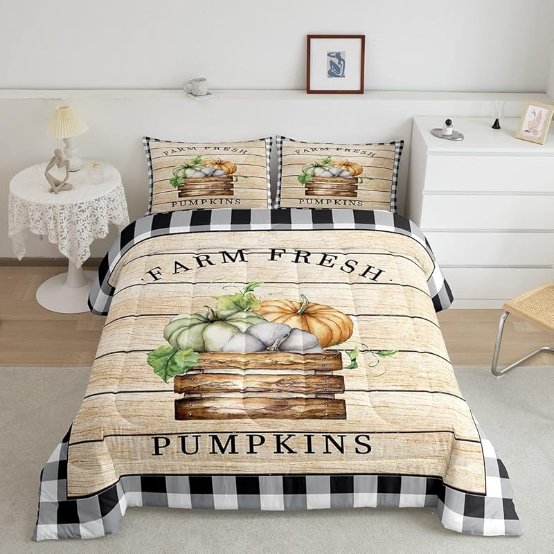 Høst Gresskar Landlig Gårdshus Lønneblad Solsikke Dynesett Thanksgiving Kalkun Gutt Jente Voksen Romdekorasjon