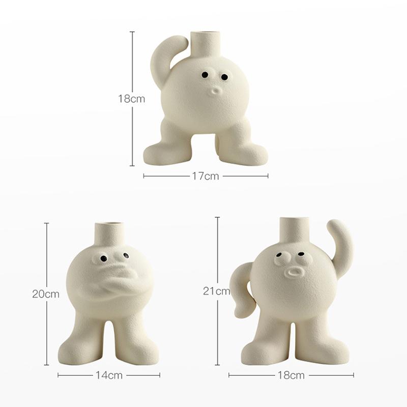 Big Footed Ceramics Vase Desktop Flower Arrangement Decoration Originality Living Room Cute DIY High Level Decorations