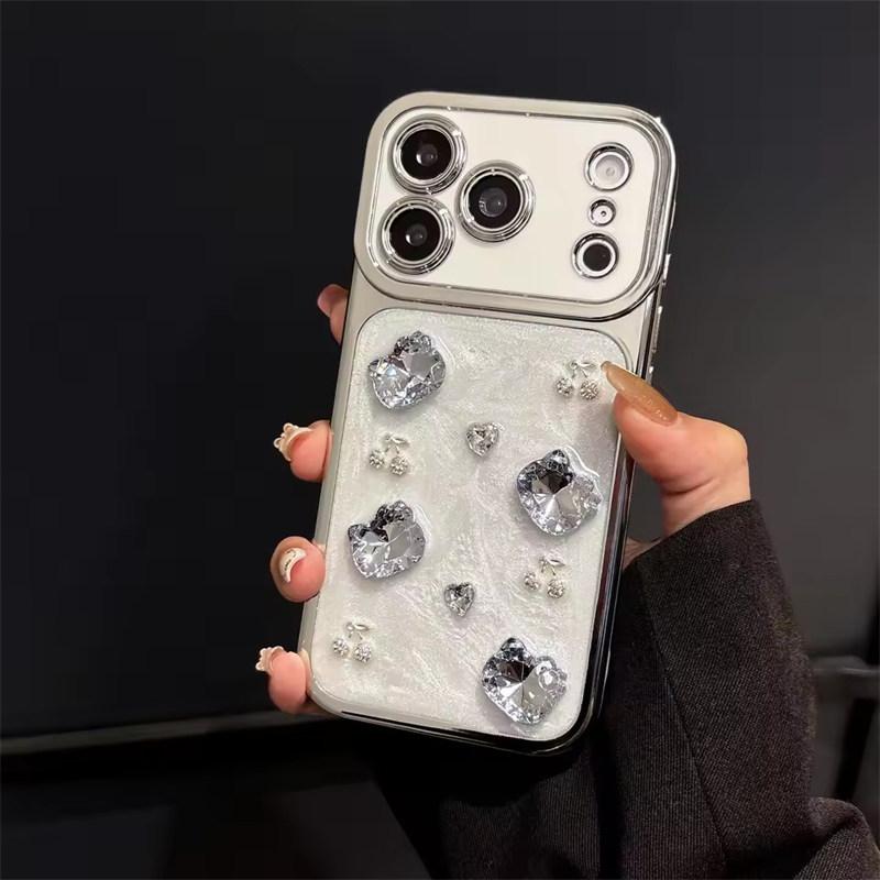 Luxury Electroplated Fashion Cherry KT Phone Case for iPhone 17 Pro Max 15 14 13 16 Pro Max Fundas Cute Cases Protective Cover