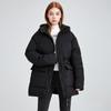 Women's Hooded Long Sleeve Raglan Sleeve Coat Loose Fit Casual Puffer Jacket with Drawstring Waist for Winter Wear