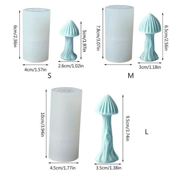 1 Stück 6/7,8/10CM Pilzform Silikonform 3D Pilz Resin Silikonform für DIY Gips Backform Gelee Fondant Dekore