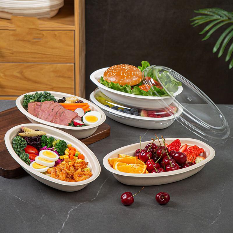 Jinwuyuan 800ml Disposable Oval Paper Bowls with Lids