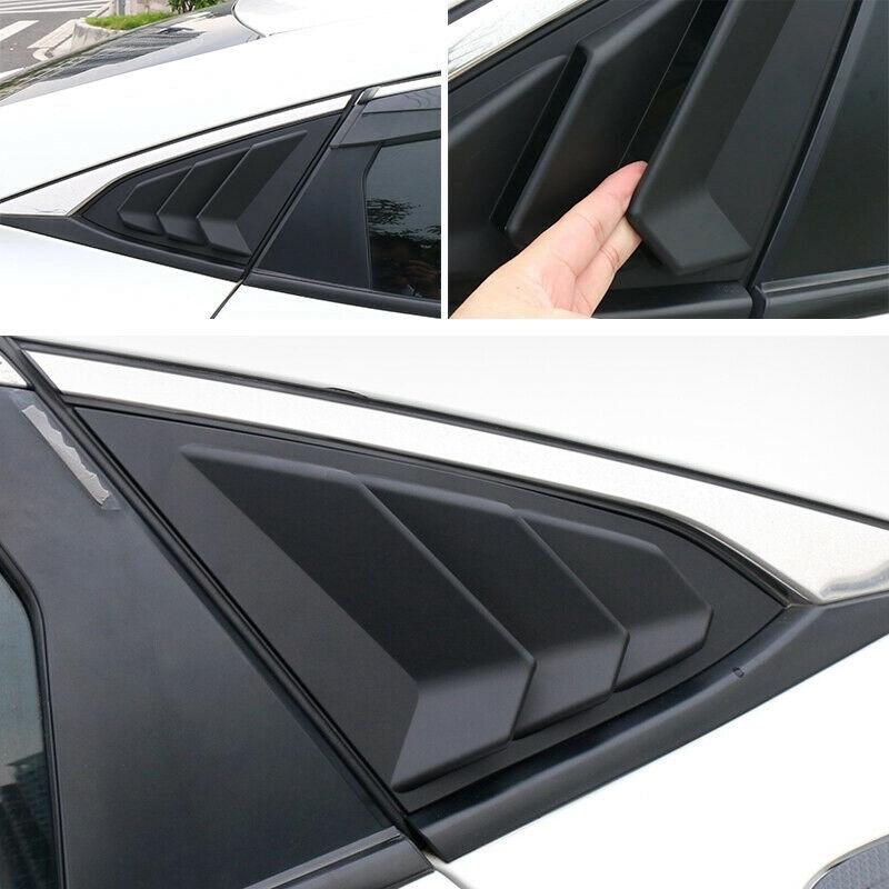M63K-For Honda Civic 2016- Matt Black Rear Window Louvers Shutters Cover Trim