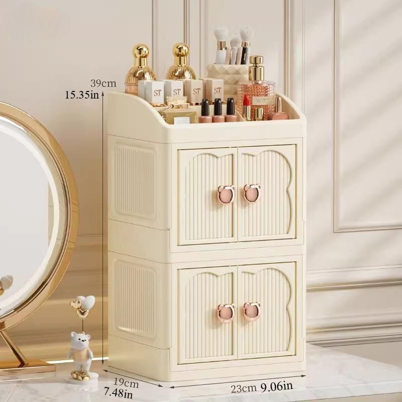 

2/3 Layer Makeup Storage Box,Large Capacity Transparent Dressing Table Storage Rack,Dust-proof Cosmetic Organizer for Home