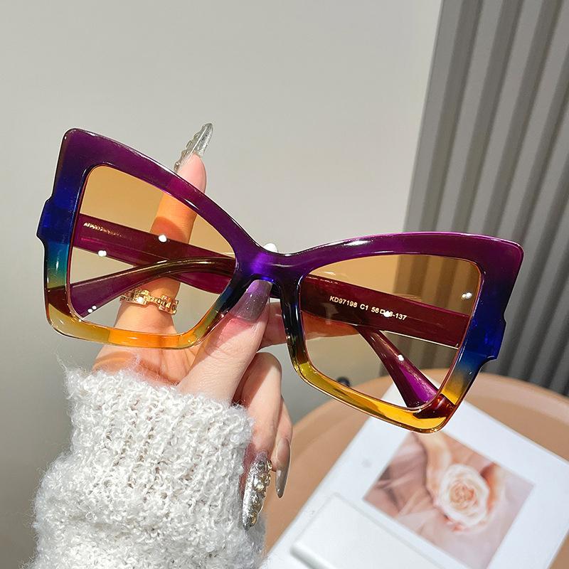 

Солнцезащитные очки «кошачий глаз» женские большие градиентные цветные очки винтажные модные цветные солнцезащитные очки-бабочки