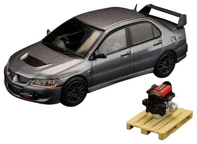 HJ64 164 Mitsubishi Lancer Evolution 8 MR GSR mit Motor-Display-Modell, Mittleres Purpur-Grau Mica, Fertigprodukt