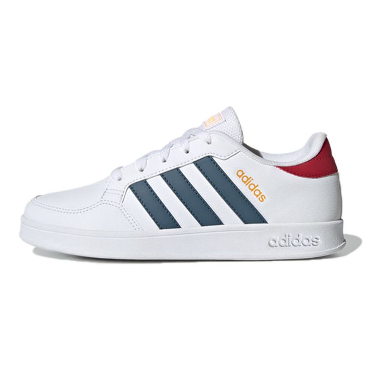 Adidas Neo Breaknet K Synthetic Leather Slip Resistant Durable Low Top Kids Skate Shoes Kids Sneakers White Blue Red GZ7640