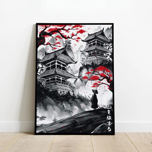 Japanese Ink Wash Painting, Torii, Crane, Samurai Geisha, Koi Carp, Art Canvas Prints, Wall Art, Home Decor Mural